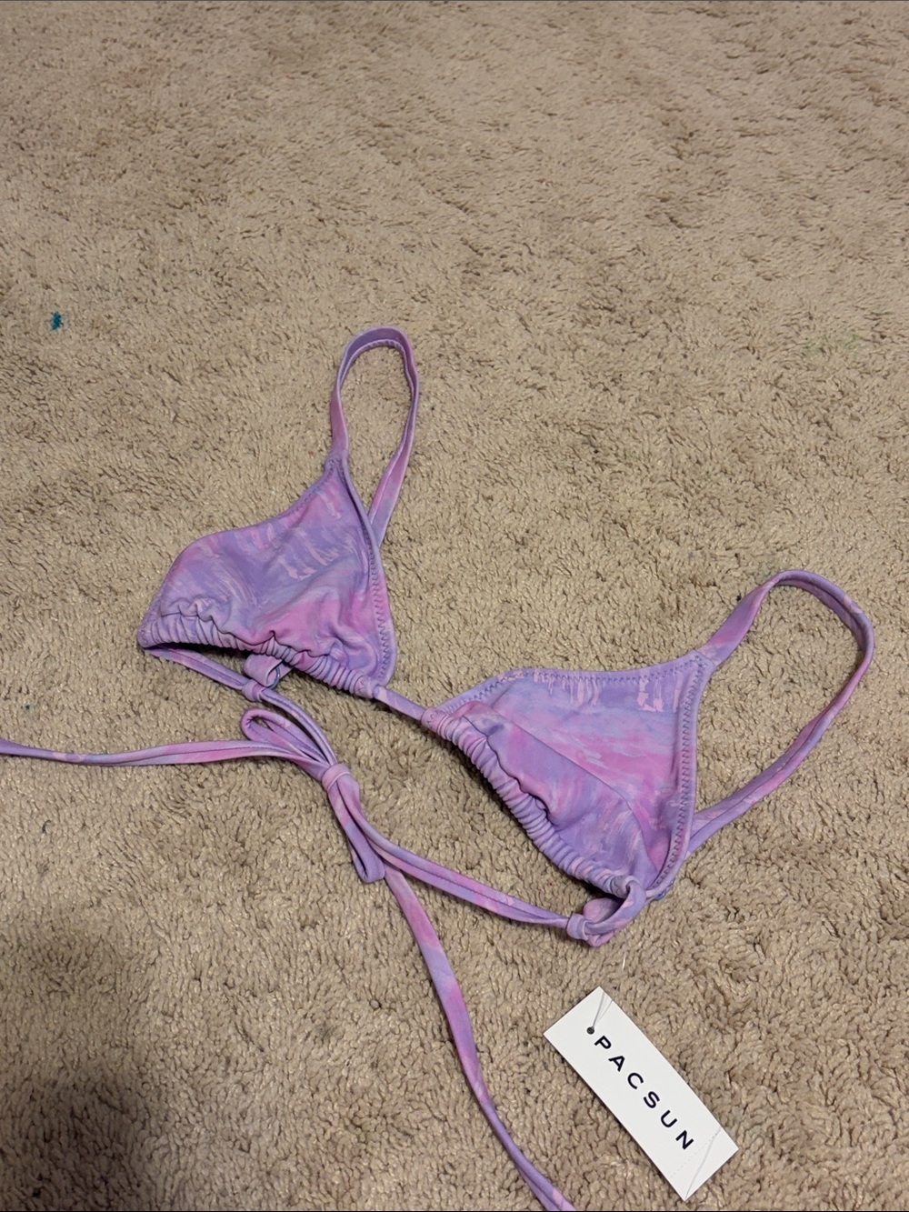 PacSun Purple-Pink Tie- Dye Triangle Bikini Top